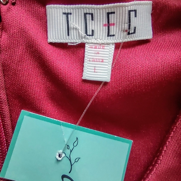 T C E C Red Tie Front Women's Dress. Size L. 🆕 - Picture 13 of 14